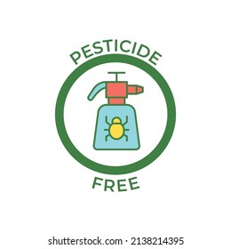 Pesticide Free Label Free Icon In Color Icon, Isolated On White Background 