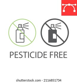 Pesticide Free Line And Glyph Icon, Eco And Healthy, No Pesticides Vector Icon, Vector Graphics, Editable Stroke Outline Sign, Eps 10.