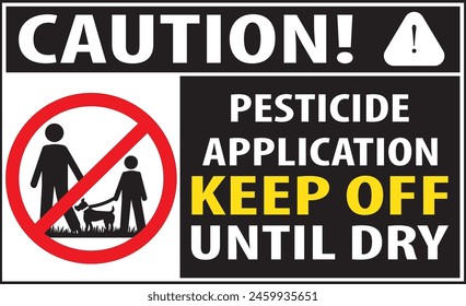 Pesticide, fungicide, Weedicide applied farm, agrochemical applied lawn area sign vector  svg