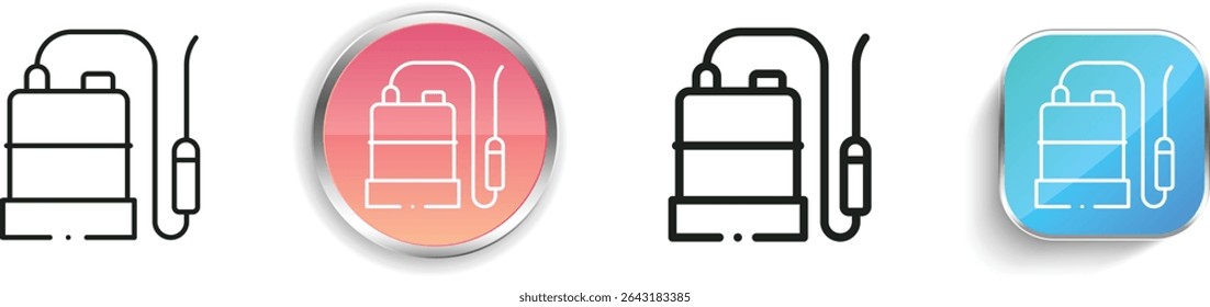 Pestizid-Symbol. Design mit dünnen Linien, regelmäßigen Linien und Schaltflächen einzeln auf weißem Hintergrund