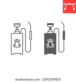 Pesticide line and glyph icon, pest control and toxic, pressure sprayer vector icon, vector graphics, editable stroke outline sign, eps 10.