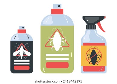 Pesticide pest bottle control insect insecticide spray concept. Vector graphic design illustration
