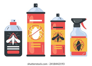 Pesticide pest bottle control insect insecticide spray concept. Vector graphic design illustration