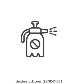 Pesticide Spray line icon. linear style sign for mobile concept and web design. Garden spray bottle outline vector icon. Symbol, logo illustration. Vector graphics