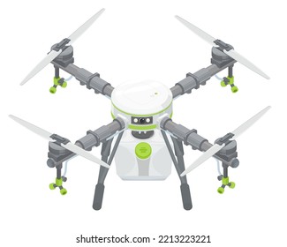 pesticide sprayer agricultural drone green for smart farming technology  robot  isometric