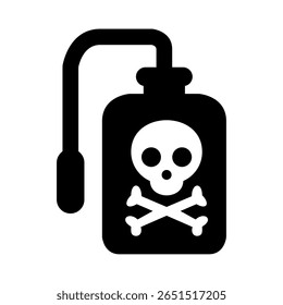 Pesticide sprayer icon. Bottle with a skull and crossbones symbol. Icon for poison, chemical hazard, and insecticide.