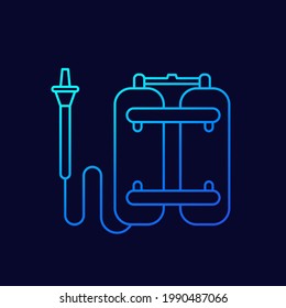 pesticide sprayer line icon on dark