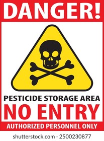 Pesticide storage area no entry authorized personnel only sign notice vector