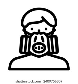 pesticides mask face line icon vector. pesticides mask face sign. isolated contour symbol black illustration