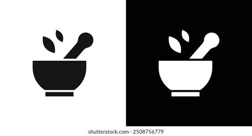 ícone de almofariz e almofariz Conjunto de preenchimento plano coleção