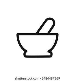 signo gráfico de Vector lineal con ícono de mortero y mano