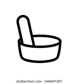 Pestle and mortar icon, template vector design emblem 

isolated , pharmacy logo illustration , outline solid 

background white