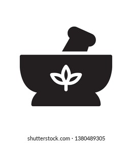 Pestle and mortar icon in trendy flat style design. Vector graphic illustration. Pestle and mortar symbol for website design, logo, and ui. Vector file. EPS 10.