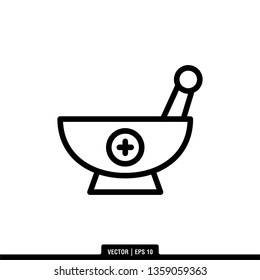 Pestle and Mortar Icon Vector Illustration Logo Template