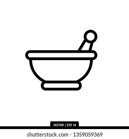 Pestle and Mortar Icon Vector Illustration Logo Template