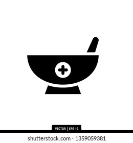 Pestle and Mortar Icon Vector Illustration Logo Template