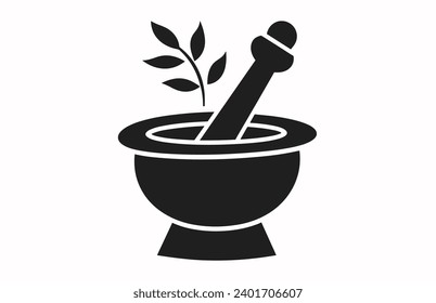 Pestle and mortar illustration vector logo,Illustration of mortar pestle simple icon logo for any design
