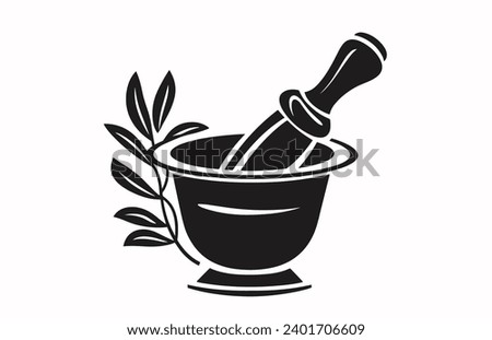 Pestle and mortar illustration vector logo,Illustration of mortar pestle simple icon logo for any design
