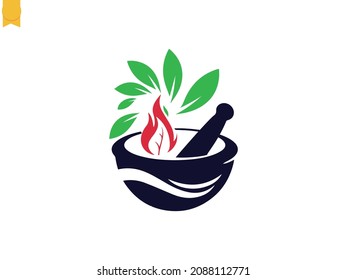 Pestle And Mortar Vector Illustration Design Template. Herbal Medicine Icons. Mortar And Pestle Isolated On A White Background. Vector Illustration. Herbal Icon Vector. Business. Sign And Symbol. Eps