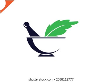 Pestle And Mortar Vector Illustration Design Template. Mortar And Pestle. Medicine Illustrations. Pharmacy Icon, Herbal Pharmacy Symbol. Professional Illustrated Medical Symbol
