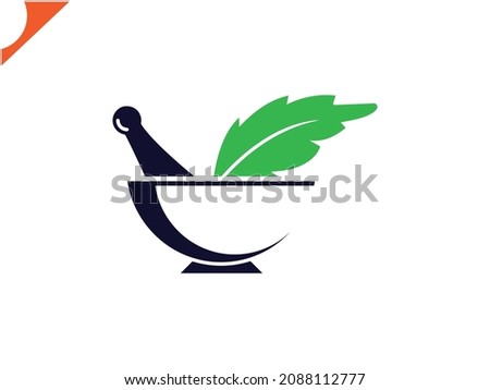 Pestle And Mortar Vector Illustration Design Template. Mortar And Pestle. Medicine Illustrations. Pharmacy Icon, Herbal Pharmacy Symbol. Professional Illustrated Medical Symbol