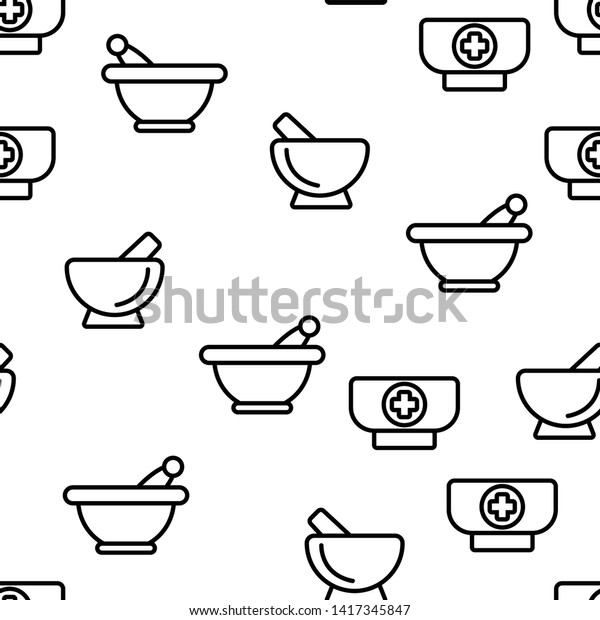 Pestles Mortars Vector Color Icons Seamless Stock Vector Royalty Free 1417345847