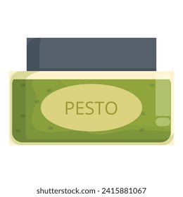 Pesto cream jar icon cartoon vector. Creation cooking. Cook glass