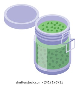 Pesto glass icon isometric vector. Creation cooking. Sweet natural basil