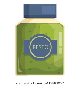 Pesto pot icon cartoon vector. Condiment mixed mug. Spice food