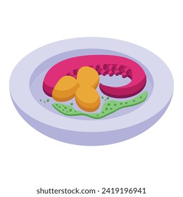 Pesto with sea food icon isometric vector. Salad natural. Organic aromatic