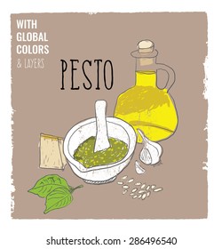 Pesto. Vector illustration Eps10 file. Global colors&layers.