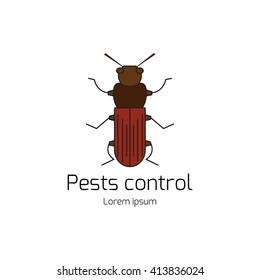 Pests control. Domestic insect pests. Thin line symbols of bug. Geometrical design element isolated on white background. Logotype by bug