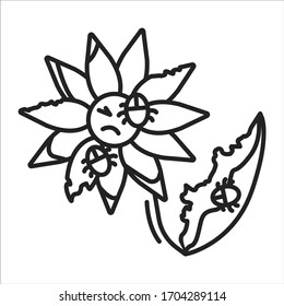 Pests and diseases in flower black line icon. Bacterias that destroy and kill the plant. Pictogram for web page, mobile app, promo. UI UX GUI design element. Editable stroke.