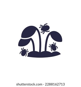 pests and a plant icon, vector
