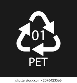PET 01 recycling code symbol. Plastic recycling vector polyethylene sign.
