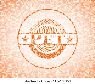 Pet abstract orange mosaic emblem with background