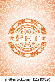 Pet abstract orange mosaic emblem with background