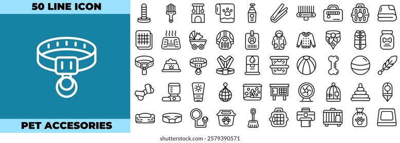 Pet Accesories Line Editable Icons set. Vector illustration in modern thin line style of pet accesories icons: cat, toy, shop, etc