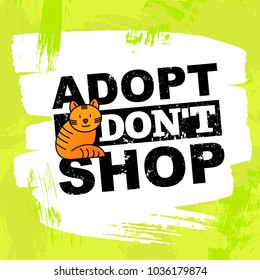 Pet adoption concept: adopt, don't shop. Thin line icon of red cat. Modern vector illustration on bright background.