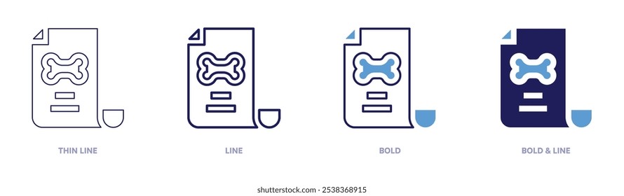 Pet adoption contract icon in 4 different styles. Thin Line, Line, Bold, and Bold Line. Duotone style. Editable stroke.