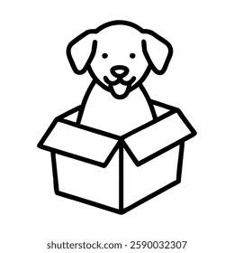 Pet Adoption Dog inside a box outline design