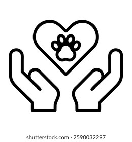 Pet Adoption Hands holding a heart with a paw