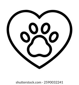 Pet Adoption Heart with a paw print love and support