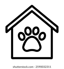 Pet Adoption house with a paw print for animal shelter
