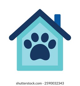 Pet Adoption House with paw print for animal shelter