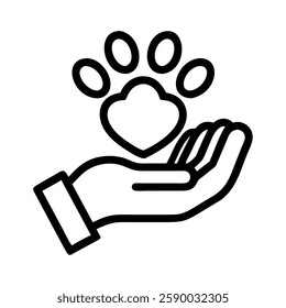 Pet Adoption Open hand lifting a paw for animal support