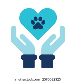 Pet Adoption Open hands lifting a paw heart illustration