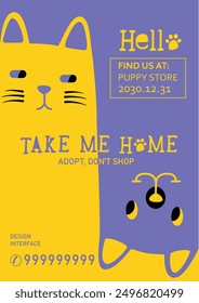 Pet adoption poster,  template, illustration