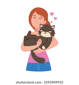 Pet adoption woman and cat animal