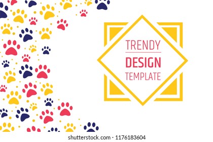 pet advertising banner templates. Place for text. veterinary clinic and zoo shop. Design layout grooming. paw ornament